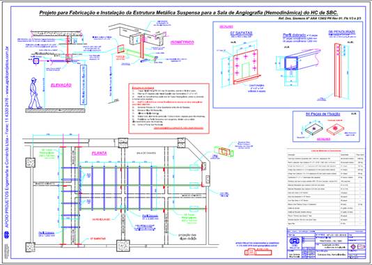 Projeto Dimensionamento, Projeto e Instalação da Estrutura Metálica Suspensa para a Sala de Angiografia - Hemodinâmica do Hospital de Clinicas de SBC